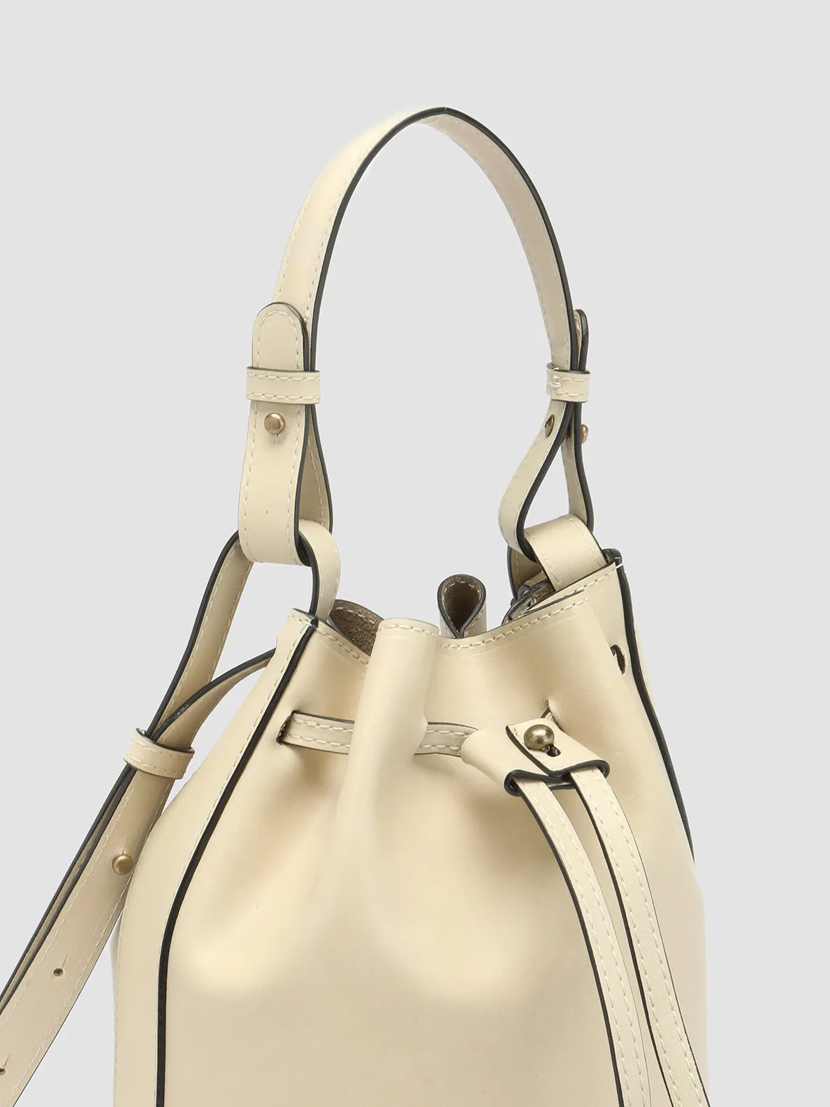 SADDLE 08 - Ivory Leather Bucket Bag