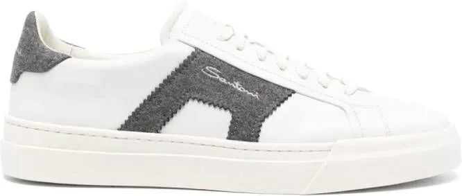 Santoni lace-up leather sneakers White