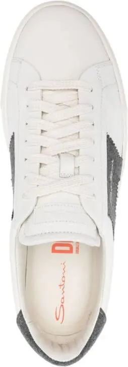 Santoni lace-up leather sneakers White