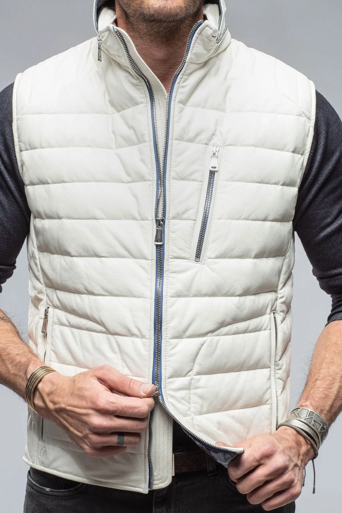 Saxan Leather Vest In Off White