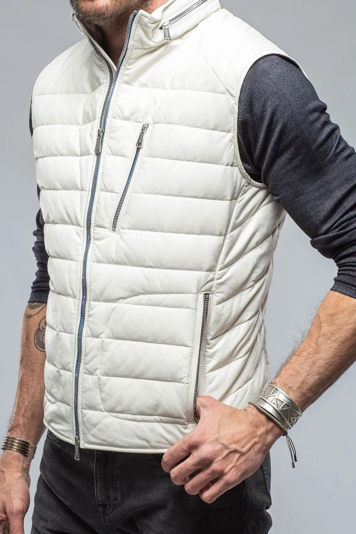 Saxan Leather Vest In Off White