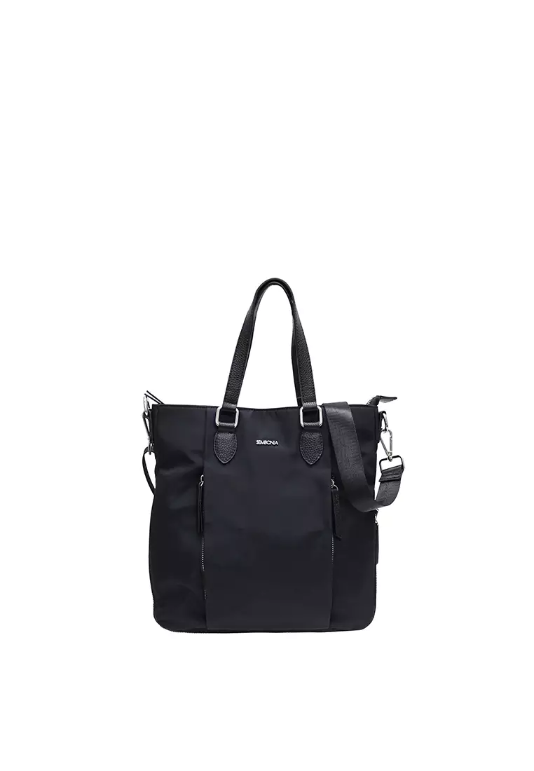 SEMBONIA SEMBONIA LEATHER TRIM NYLON SHOULDER BAG