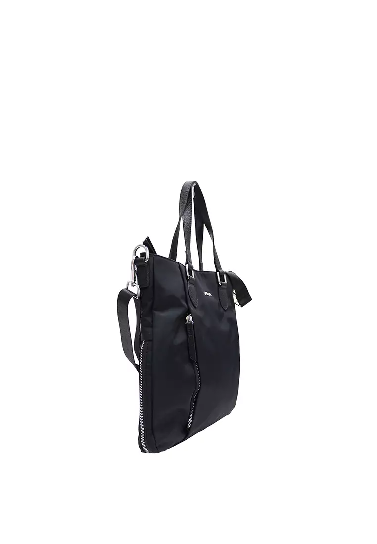 SEMBONIA SEMBONIA LEATHER TRIM NYLON SHOULDER BAG