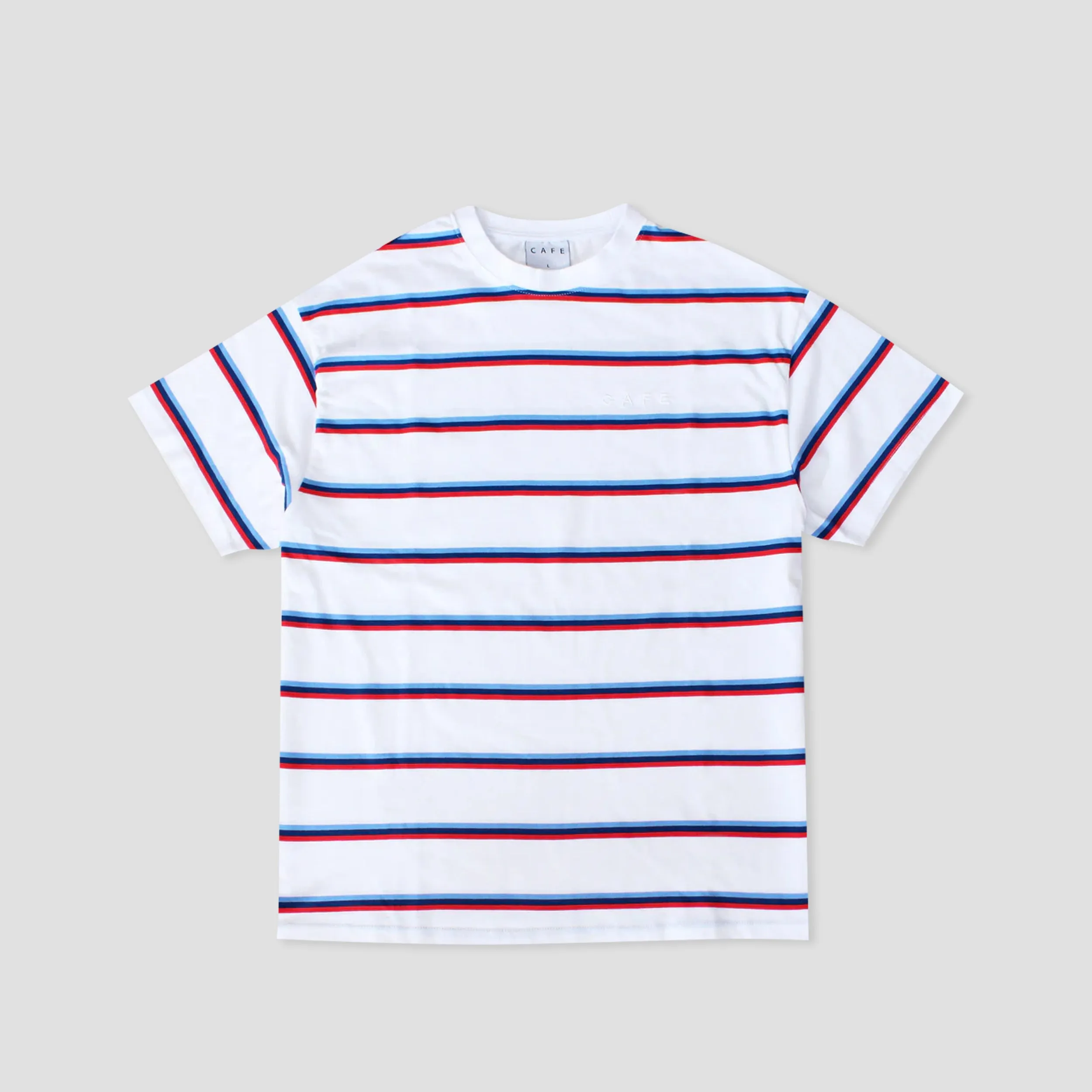 Skateboard Cafe Stripe T-Shirt White Royal