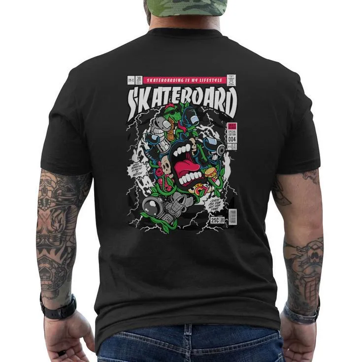 Skateboard Hand Hand Screaming Skateboard 80S Men's T-shirt Back Print