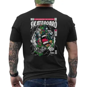 Skateboard Hand Hand Screaming Skateboard 80S Men's T-shirt Back Print