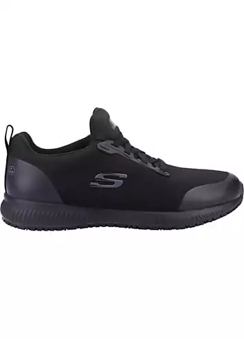 Skechers Work Relaxed Fit Mens Black Slip Resistant Squad SR Myton Trainers | Grattan