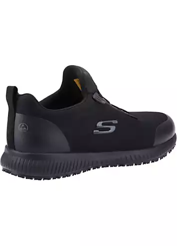 Skechers Work Relaxed Fit Mens Black Slip Resistant Squad SR Myton Trainers | Grattan