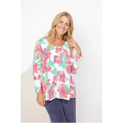 Sketched Floral V-Neck Tunic