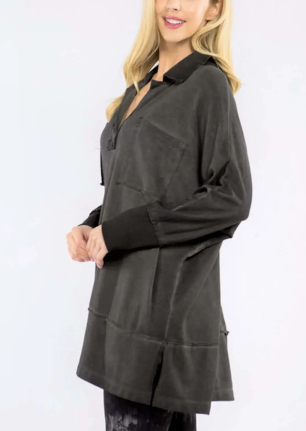 Slouchy Oversized Raw Edge Tunic Made in USA