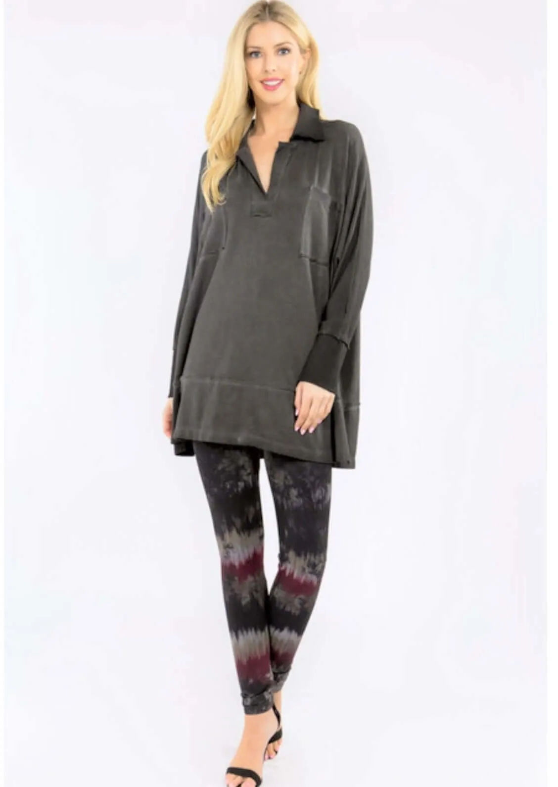 Slouchy Oversized Raw Edge Tunic Made in USA