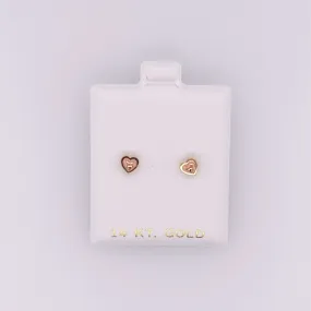 Small Heart Rose Gold Center Earrings