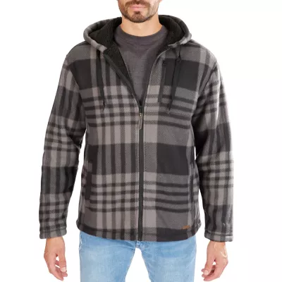 Smith's Workwear Butter Sherpa-Lined Plaid Polar Fleece Full-Zip Hooded Jacket