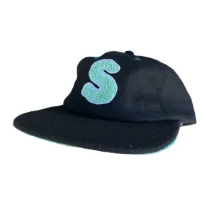 Snot Wheel Co. Skateboard Hat College Wool Snapback Black