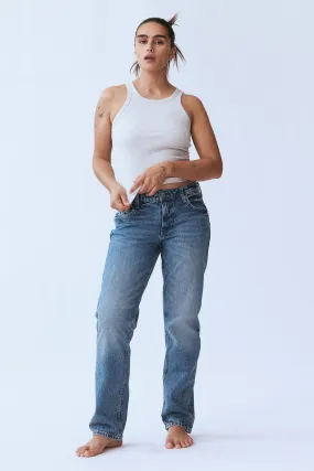 Straight Low Jeans - Low waist - Extra-long legs - Denim blue - Ladies | H&M GB