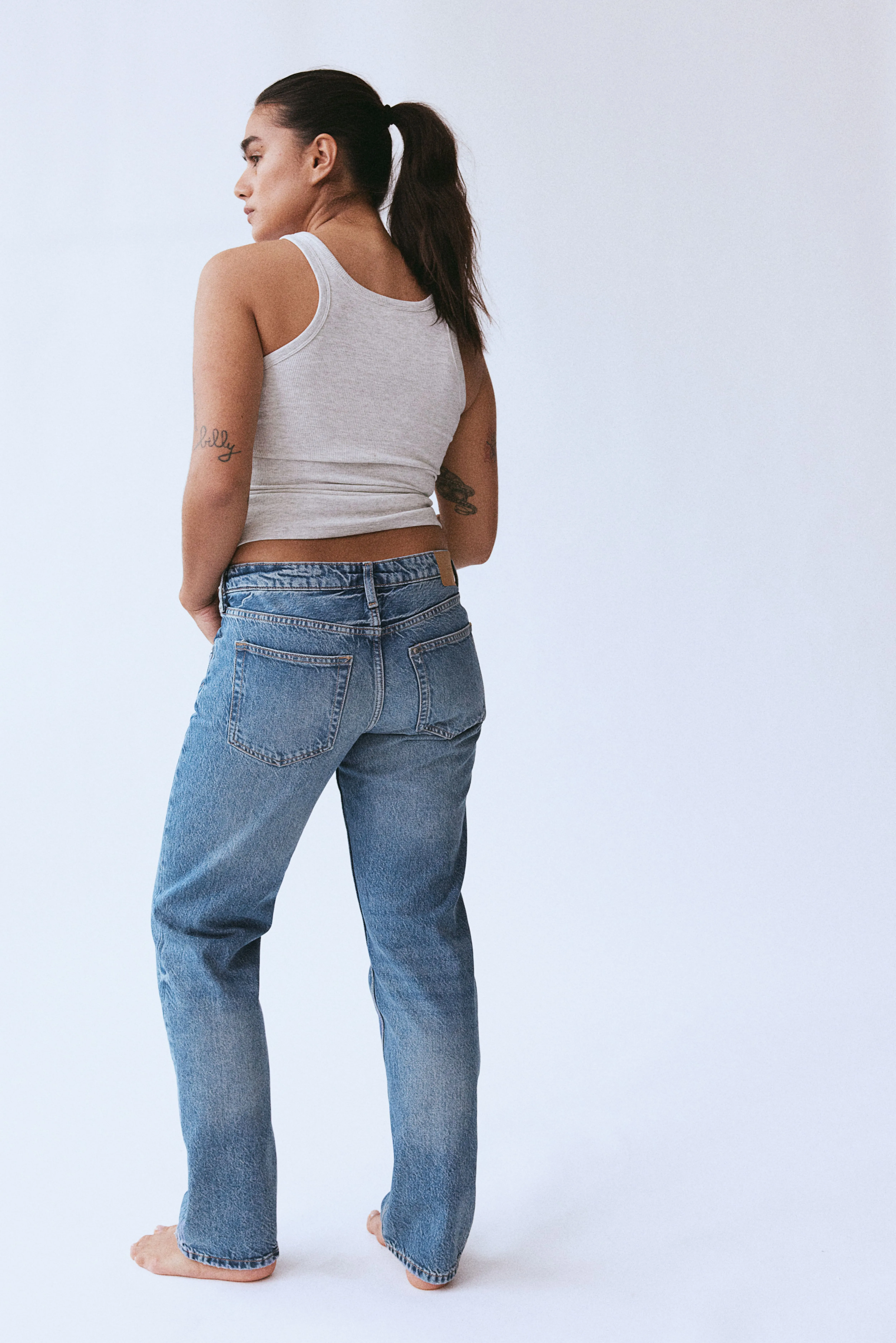 Straight Low Jeans - Low waist - Extra-long legs - Denim blue - Ladies | H&M GB