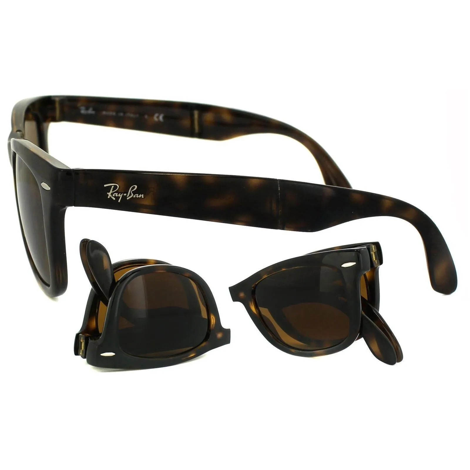 Sunglasses | Rectangle Tortoise Brown Folding Wayfarer 4105 Sunglasses | Ray-Ban