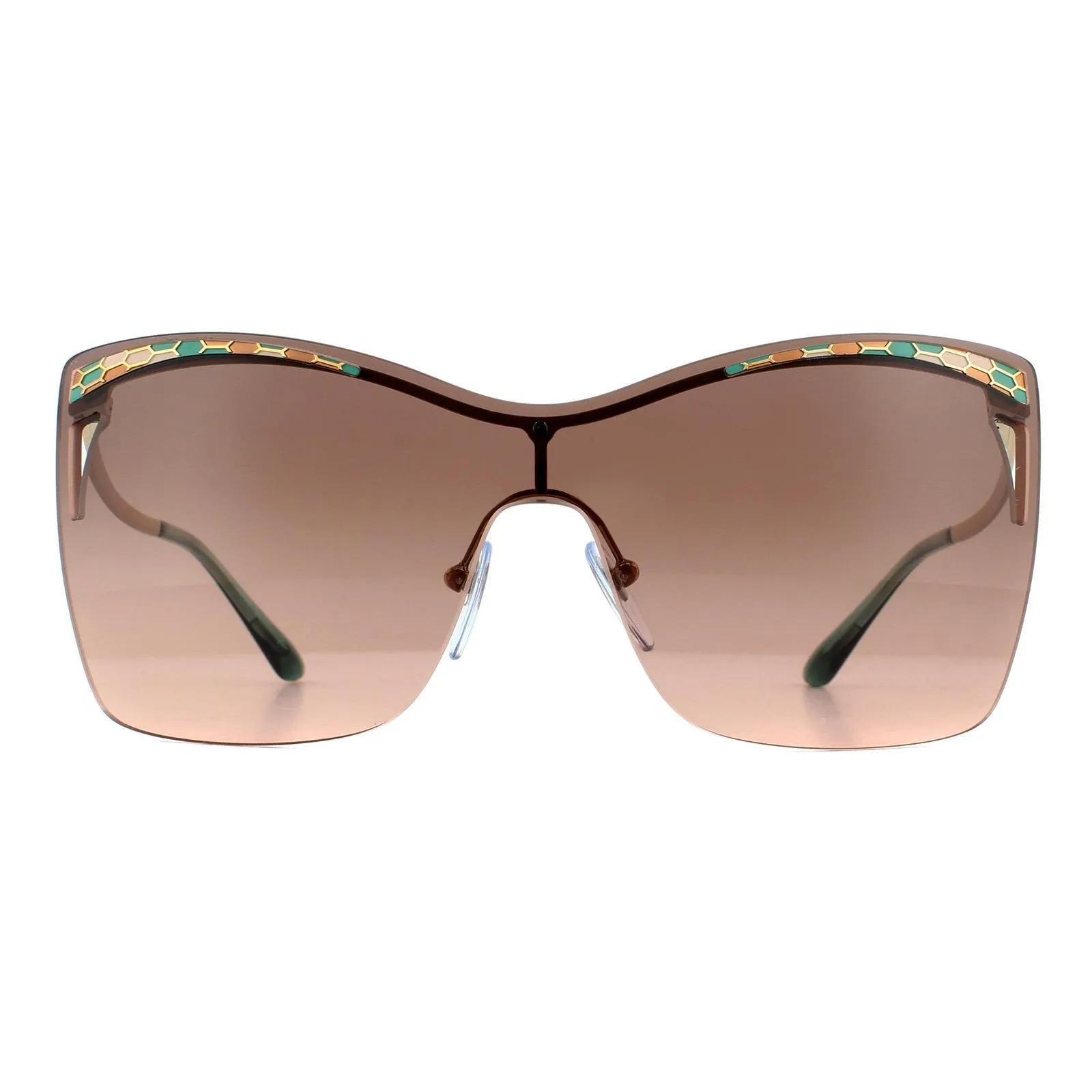 Sunglasses | Shield Rose Gold Pink Gradient Dark Brown BV6138 Sunglasses | Bvlgari