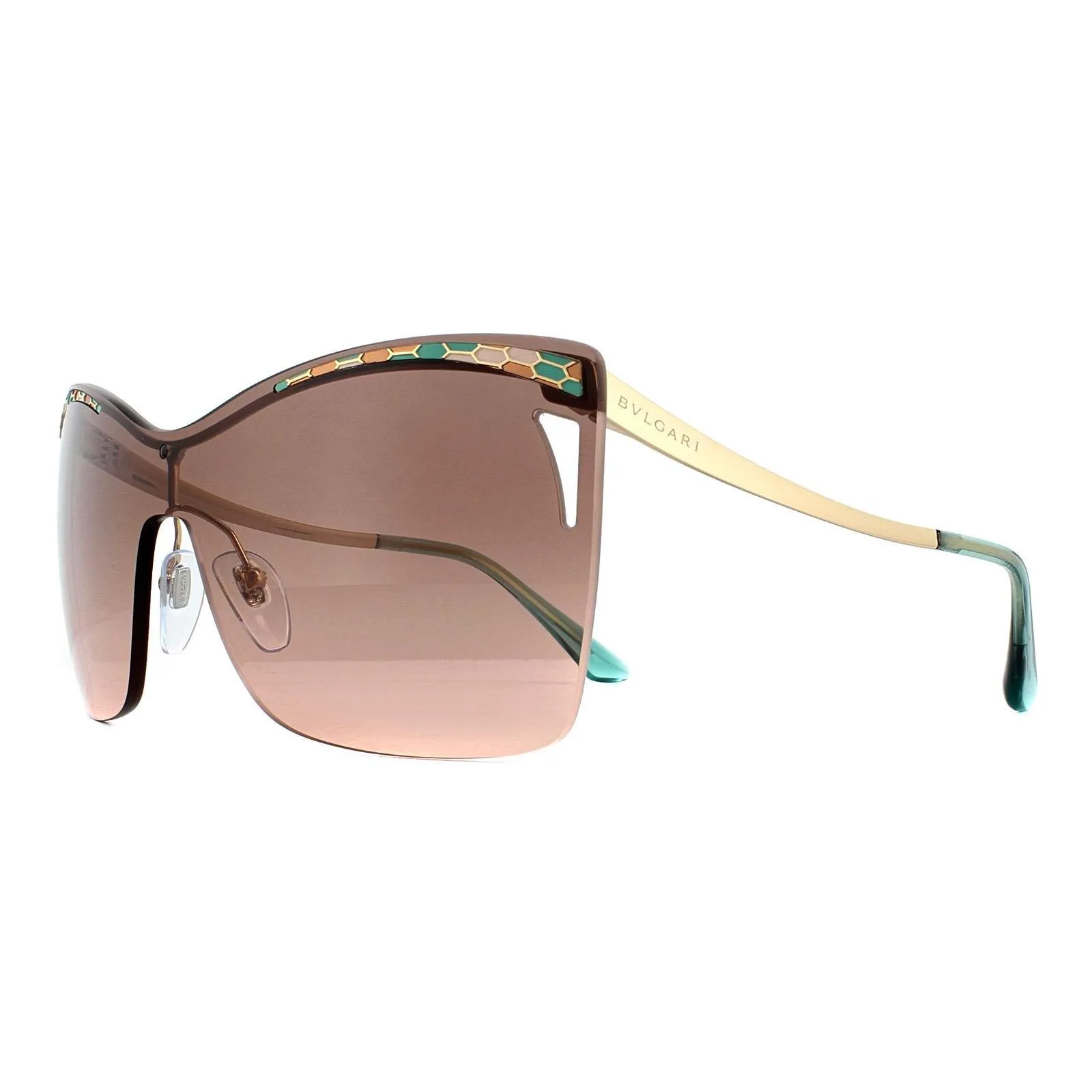 Sunglasses | Shield Rose Gold Pink Gradient Dark Brown BV6138 Sunglasses | Bvlgari