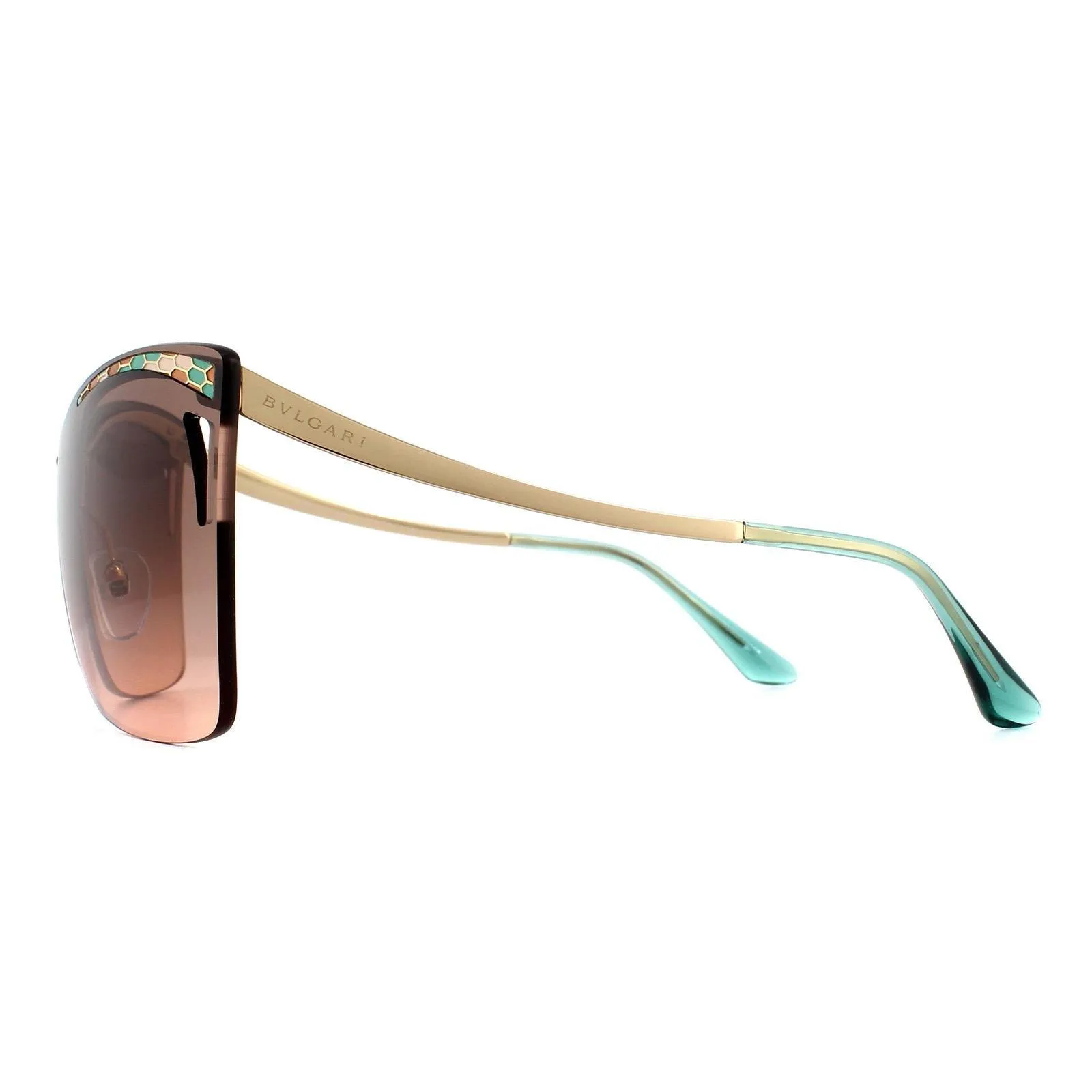 Sunglasses | Shield Rose Gold Pink Gradient Dark Brown BV6138 Sunglasses | Bvlgari