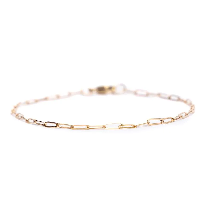 Super Dainty Chain Link Bracelet 5x2mm - 7 - Gold