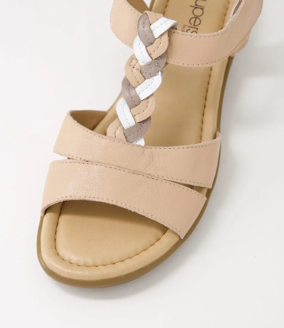 SUPERSOFT Flicksta Dark Nude White Multi Sandals