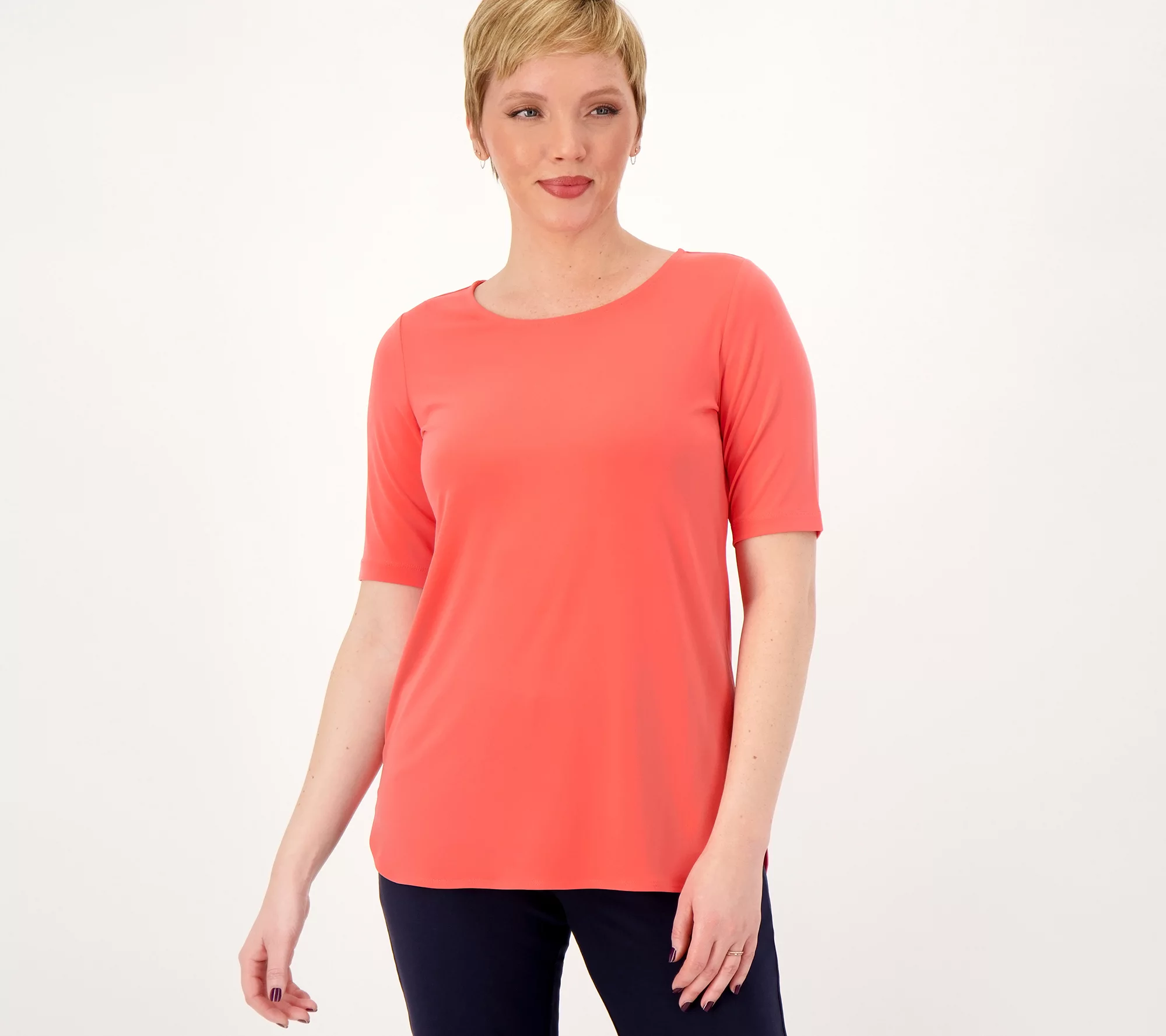 Susan Graver Modern Essentials Pet Liquid Knit Shirttail Tunic