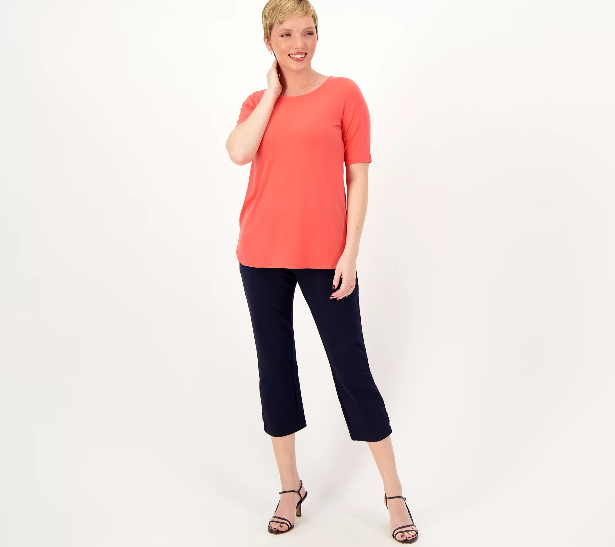 Susan Graver Modern Essentials Pet Liquid Knit Shirttail Tunic