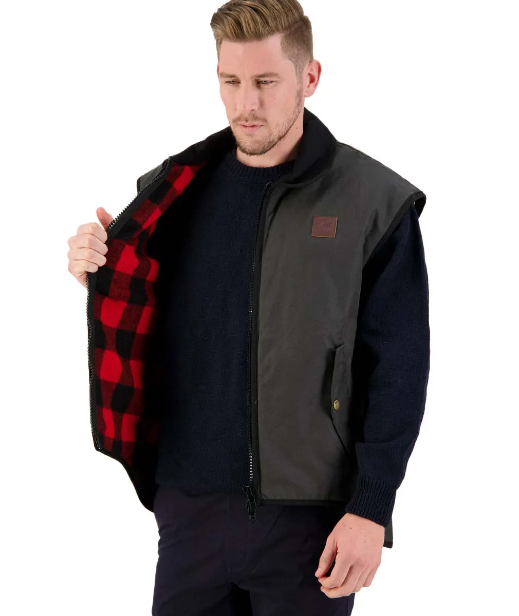 SWANNDRI FOXTON OILSKIN VEST WOOL LINED 