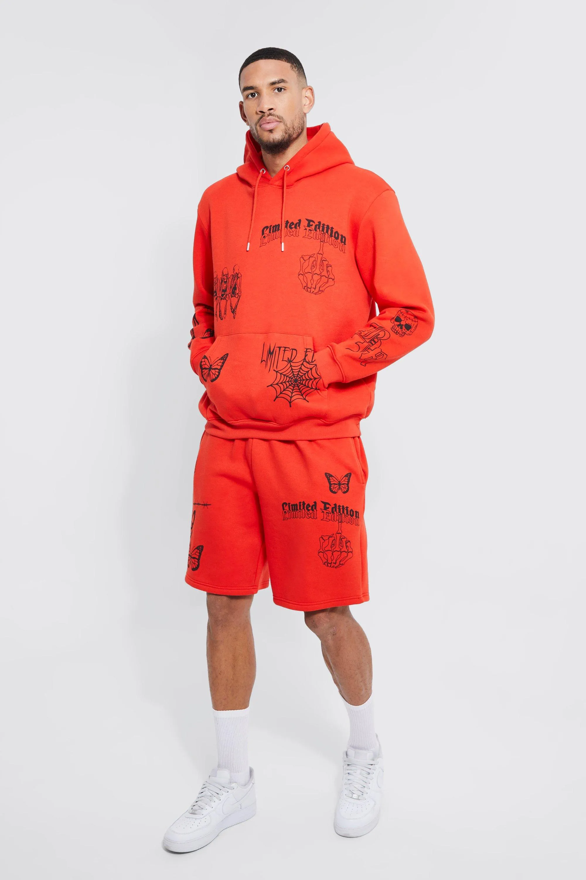 Tall Graffiti Graphic Short Hooded Tracksuit