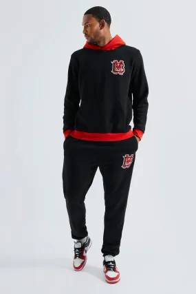 Tall Varsity Badge Contrast Hooded Tracksuit