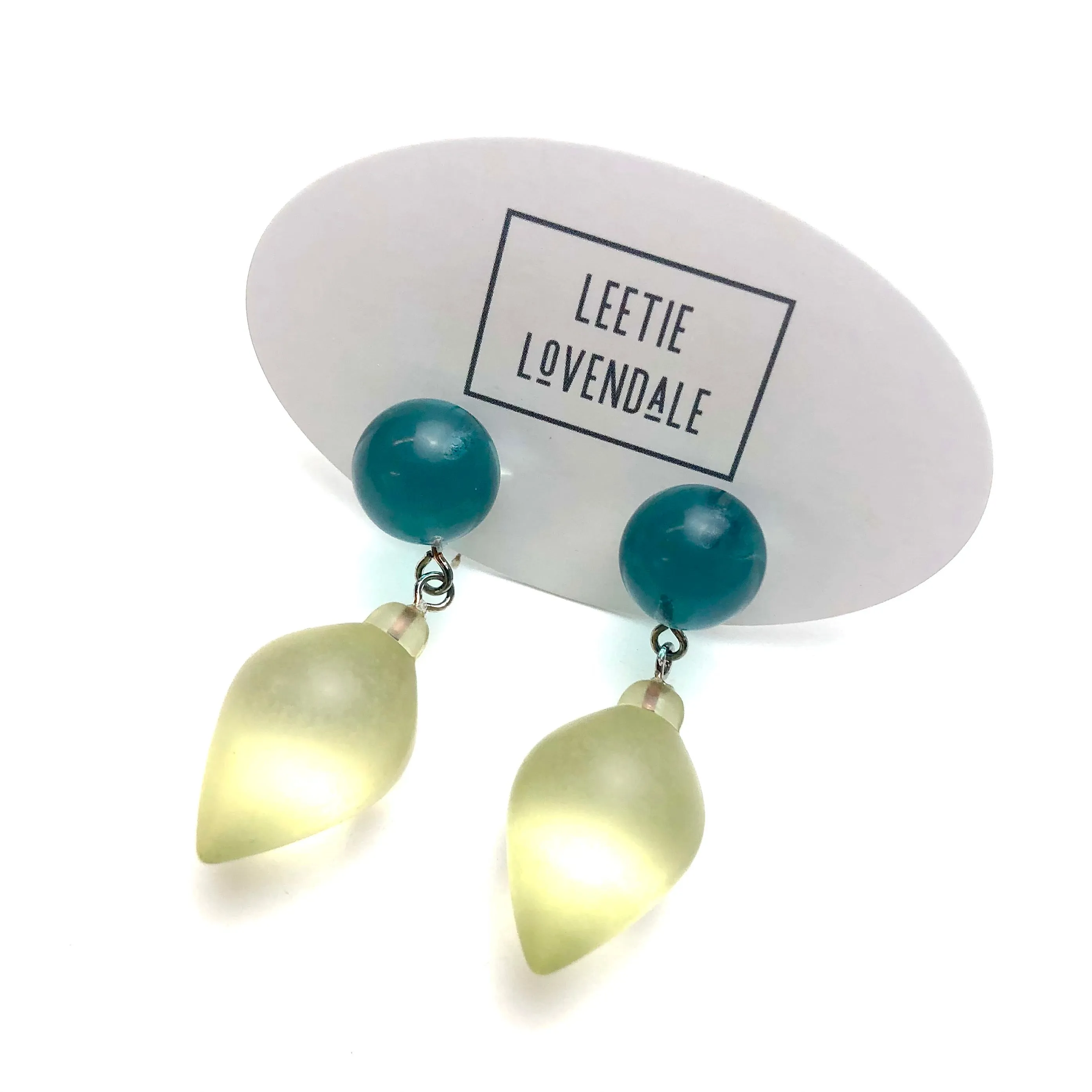 Teal and Mint Plum Bob Drop Earrings