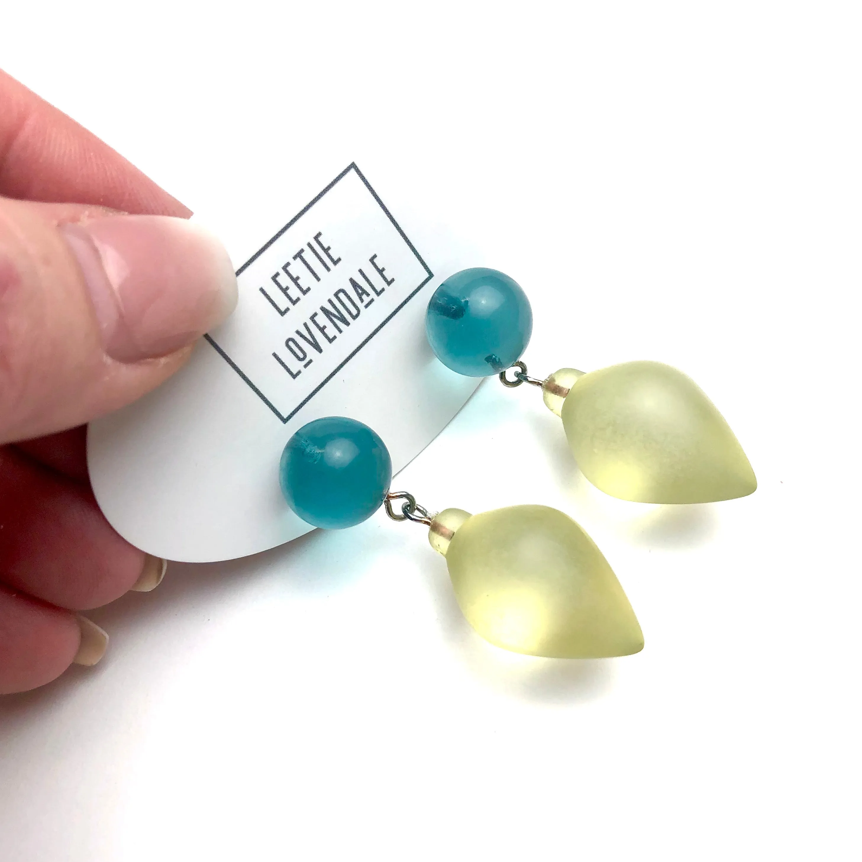 Teal and Mint Plum Bob Drop Earrings