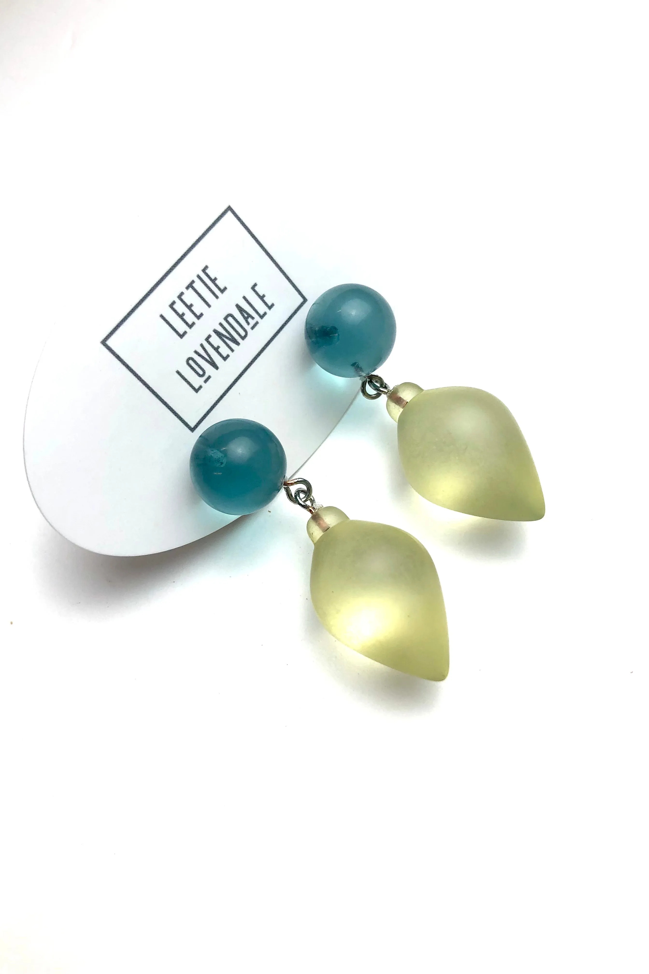 Teal and Mint Plum Bob Drop Earrings