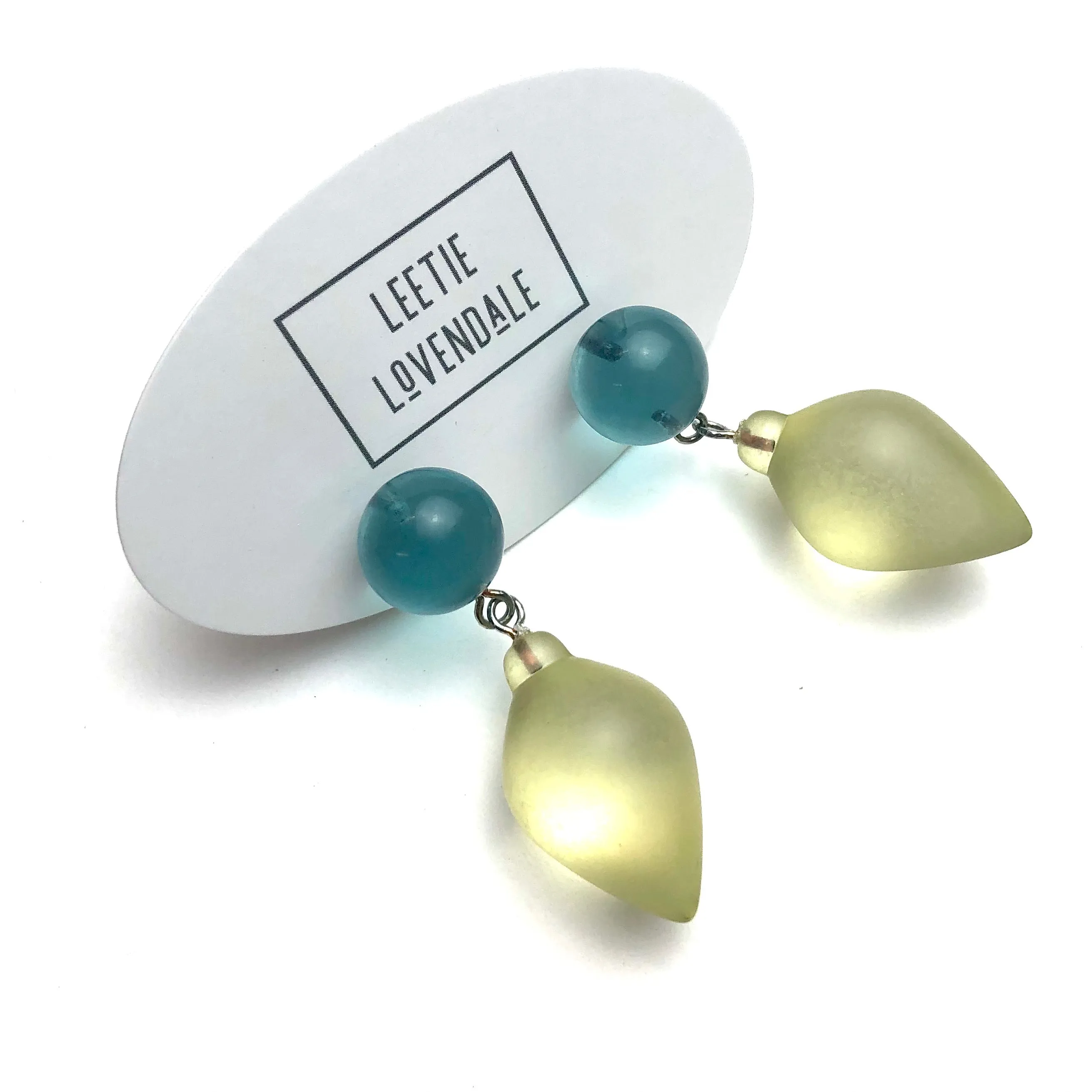 Teal and Mint Plum Bob Drop Earrings