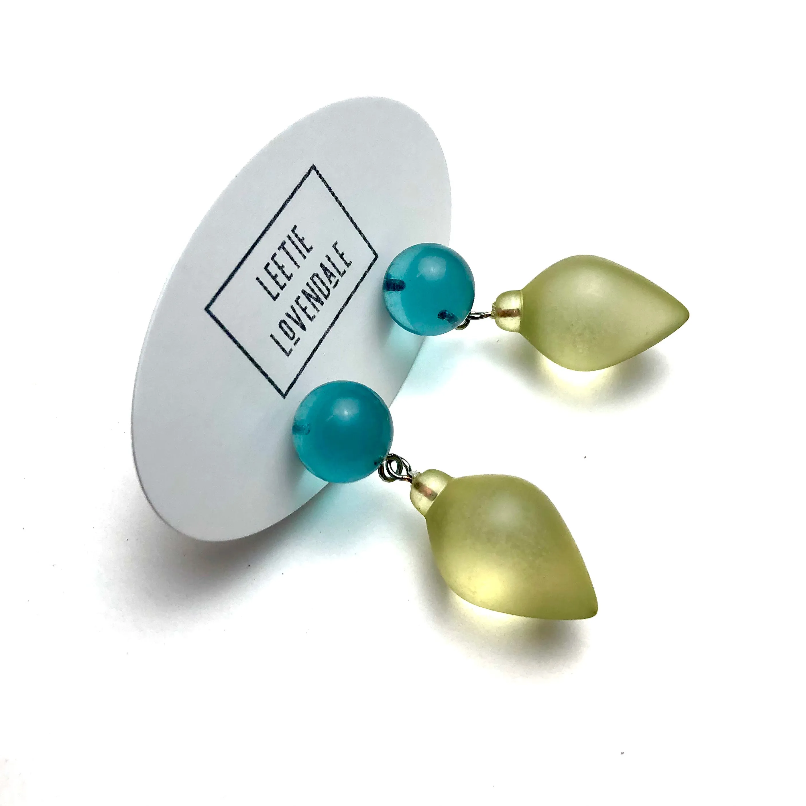 Teal and Mint Plum Bob Drop Earrings