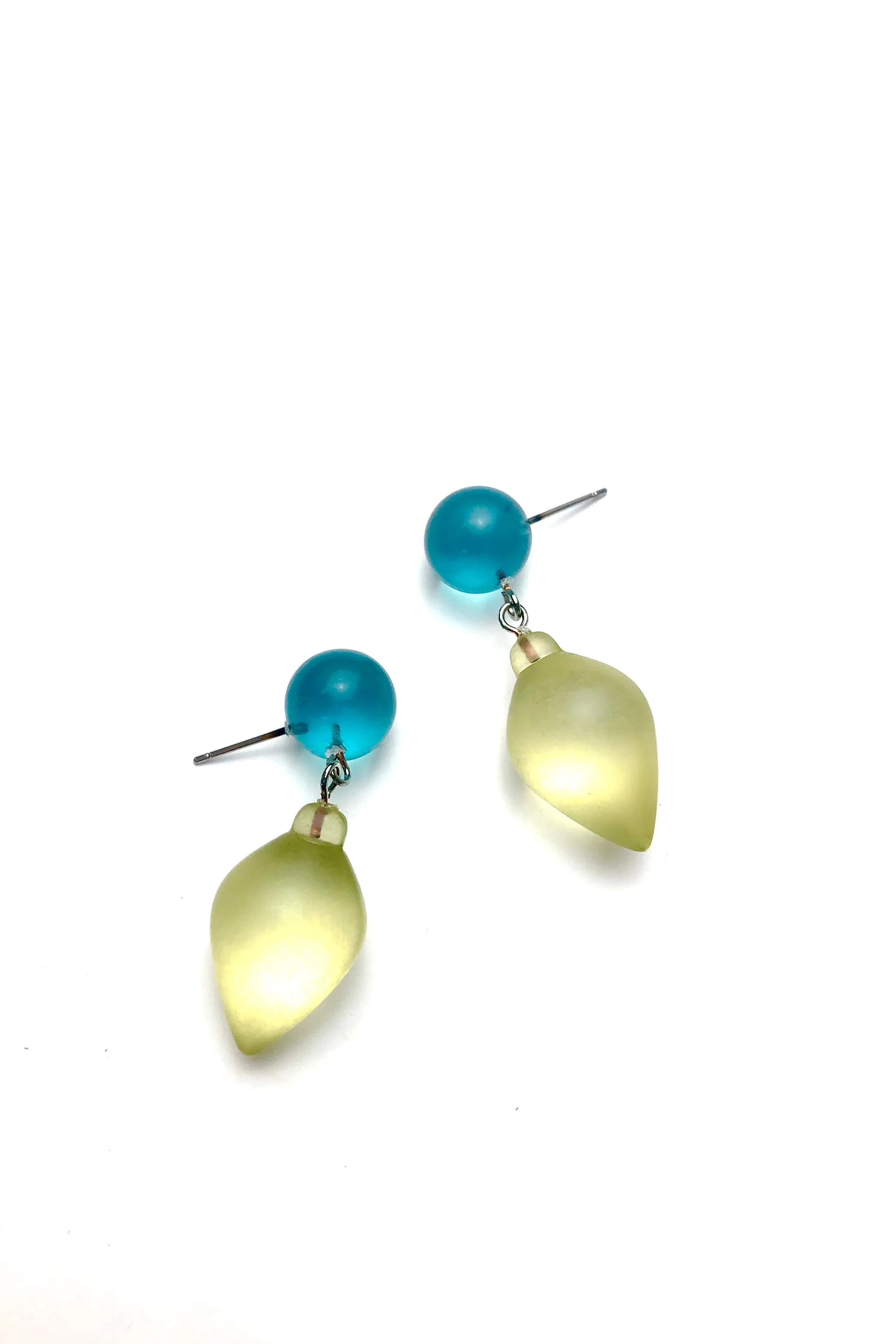 Teal and Mint Plum Bob Drop Earrings