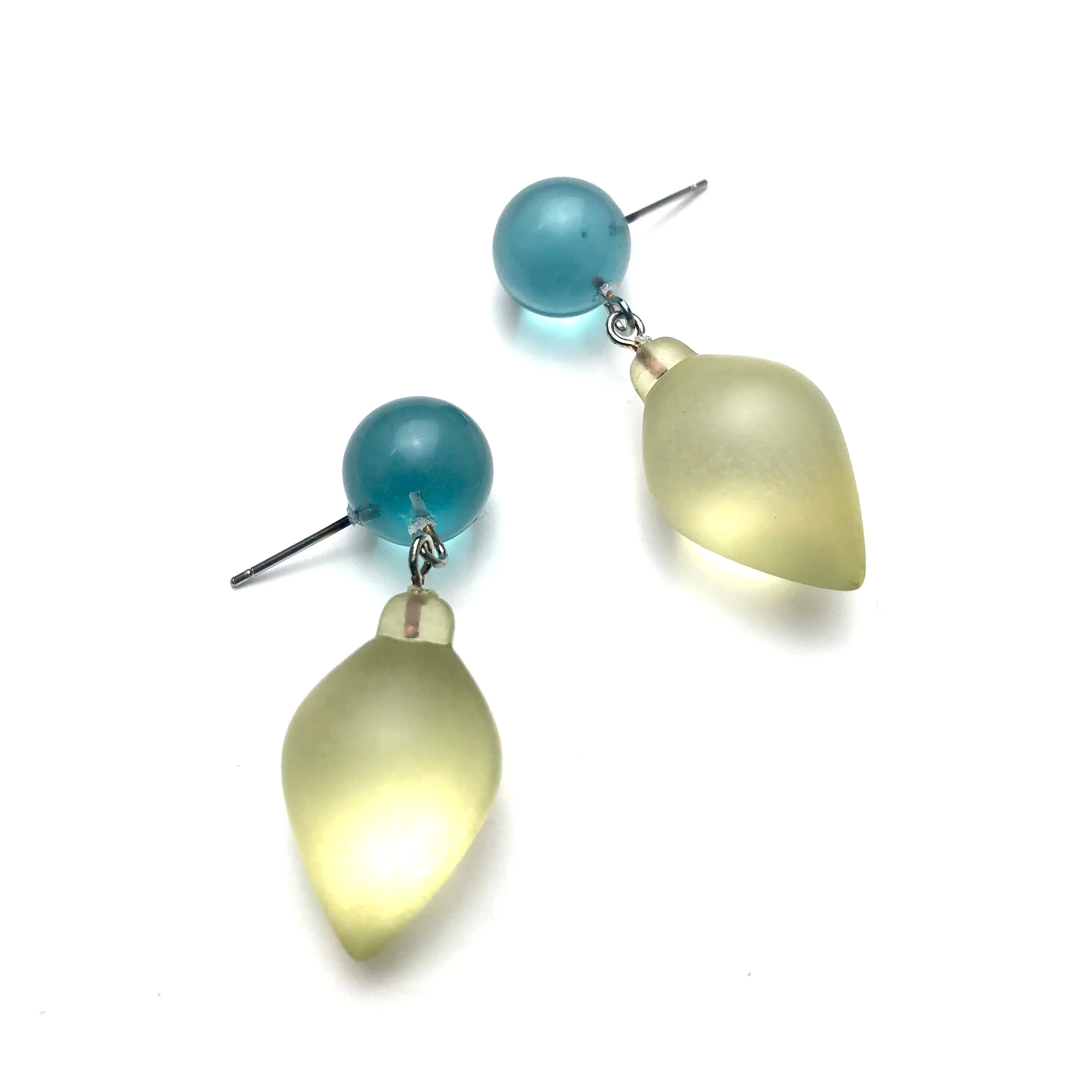 Teal and Mint Plum Bob Drop Earrings