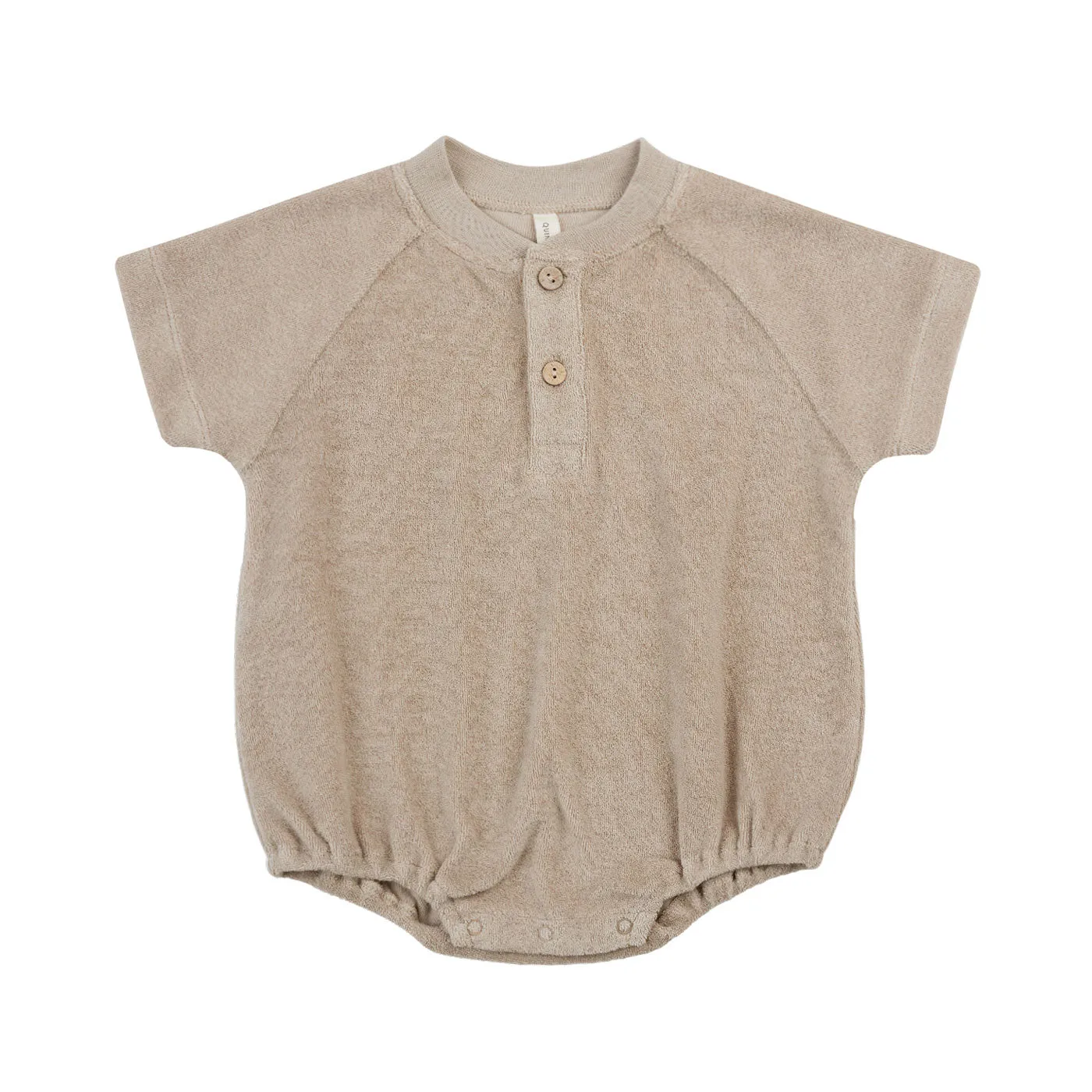 Terry Henley Romper - Oat - FINAL SALE