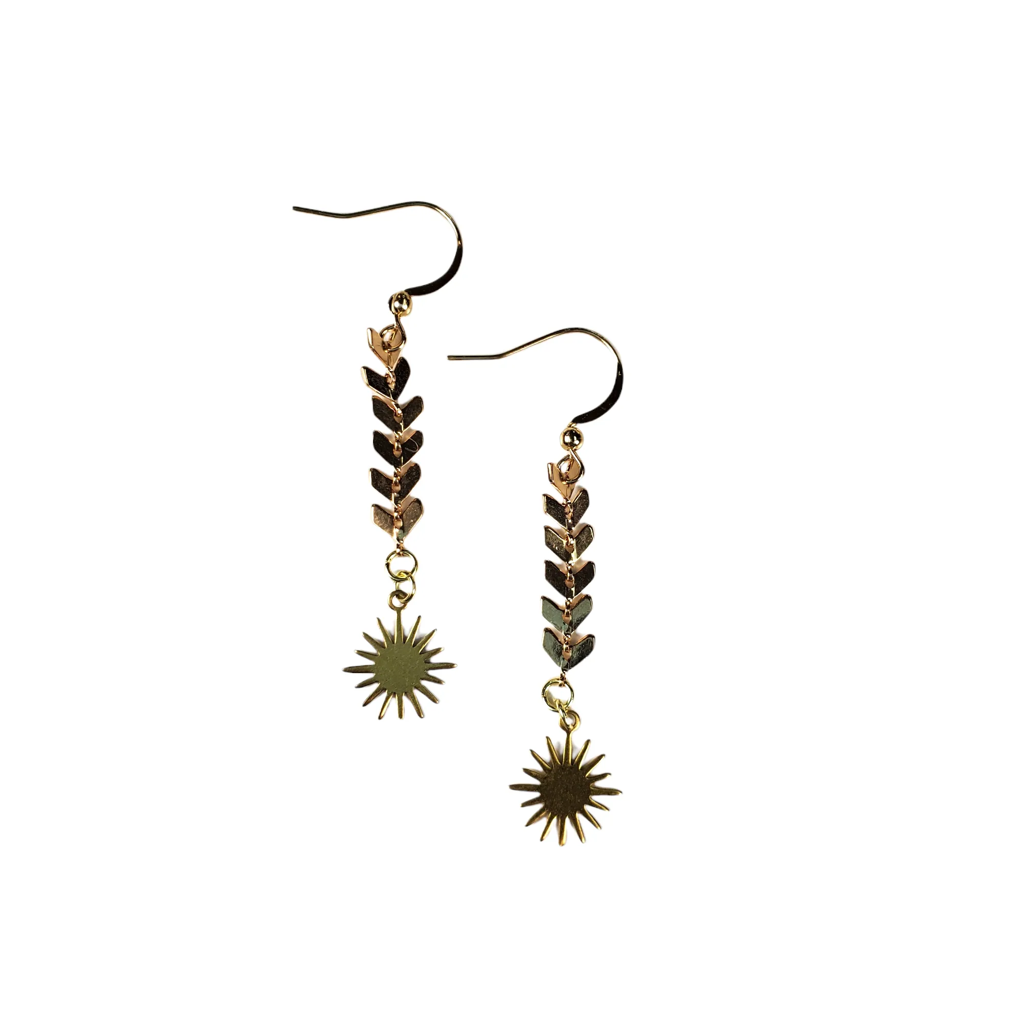 The Emilia Gold Chevron Chain Starburst Earrings