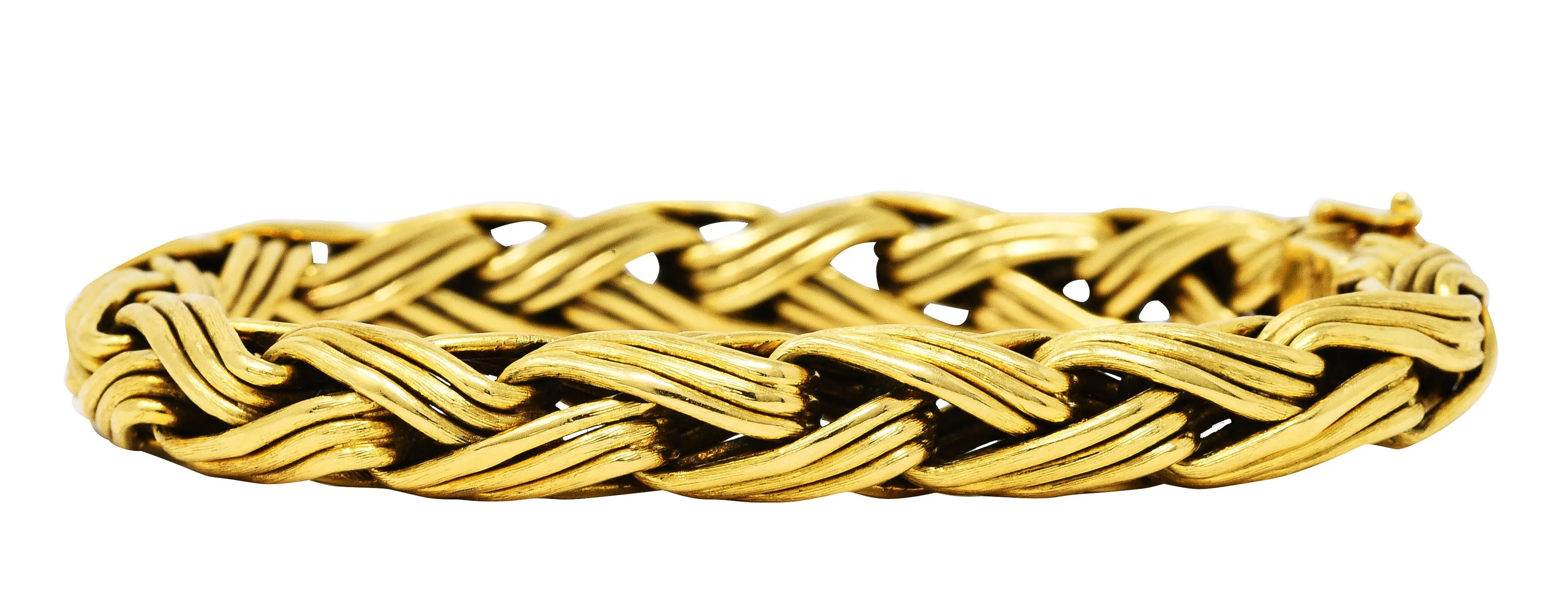 Tiffany & Co. 18 Karat Yellow Gold Braided Wheat Link Bracelet