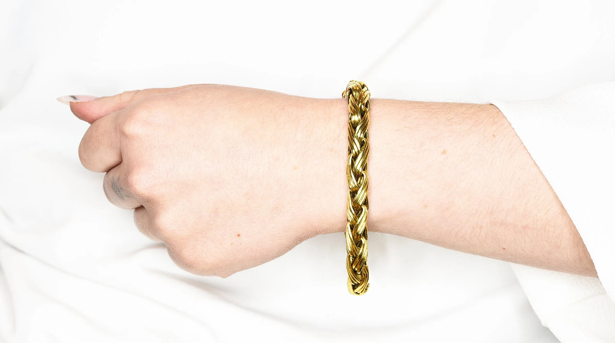 Tiffany & Co. 18 Karat Yellow Gold Braided Wheat Link Bracelet