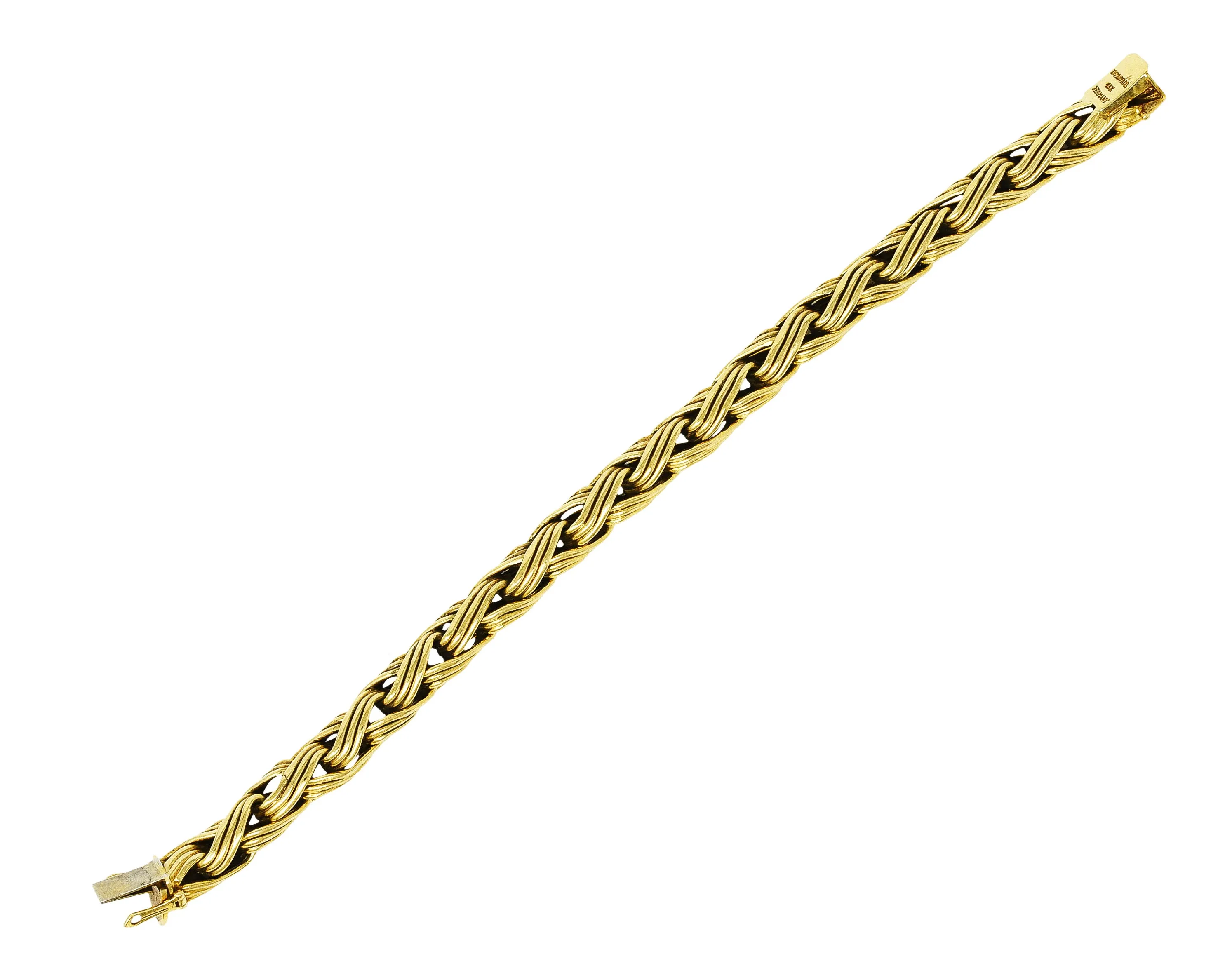 Tiffany & Co. 18 Karat Yellow Gold Braided Wheat Link Bracelet