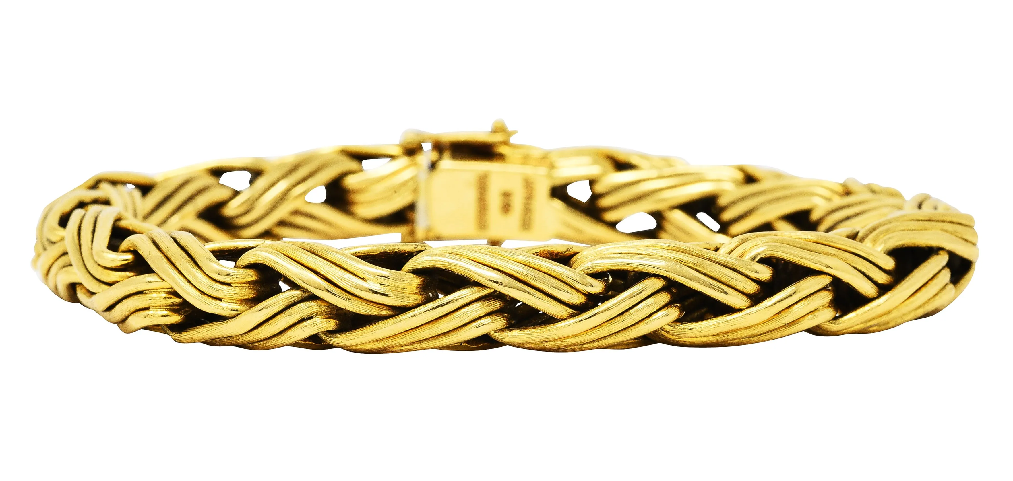 Tiffany & Co. 18 Karat Yellow Gold Braided Wheat Link Bracelet