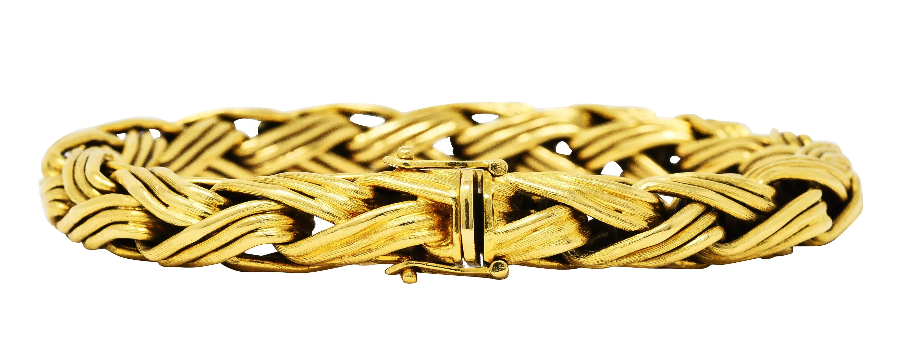 Tiffany & Co. 18 Karat Yellow Gold Braided Wheat Link Bracelet