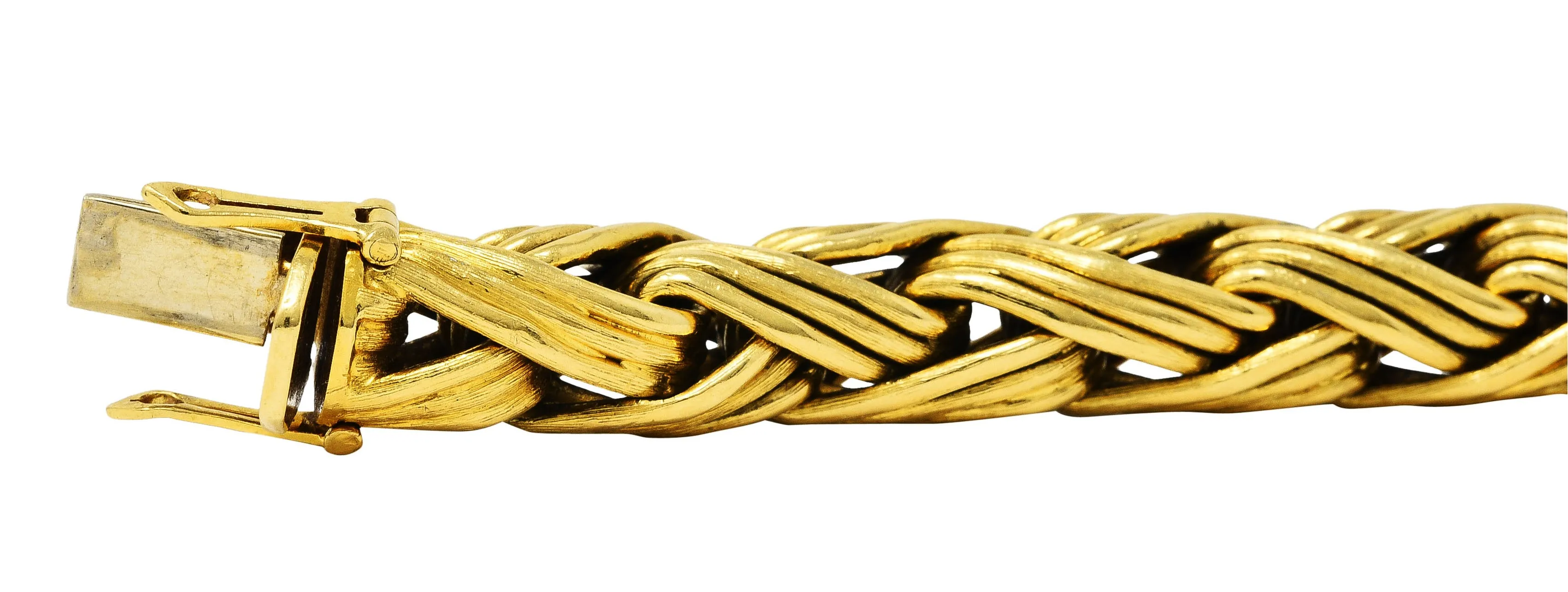 Tiffany & Co. 18 Karat Yellow Gold Braided Wheat Link Bracelet