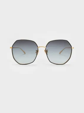 Tinted Geometric Sunglasses - Black