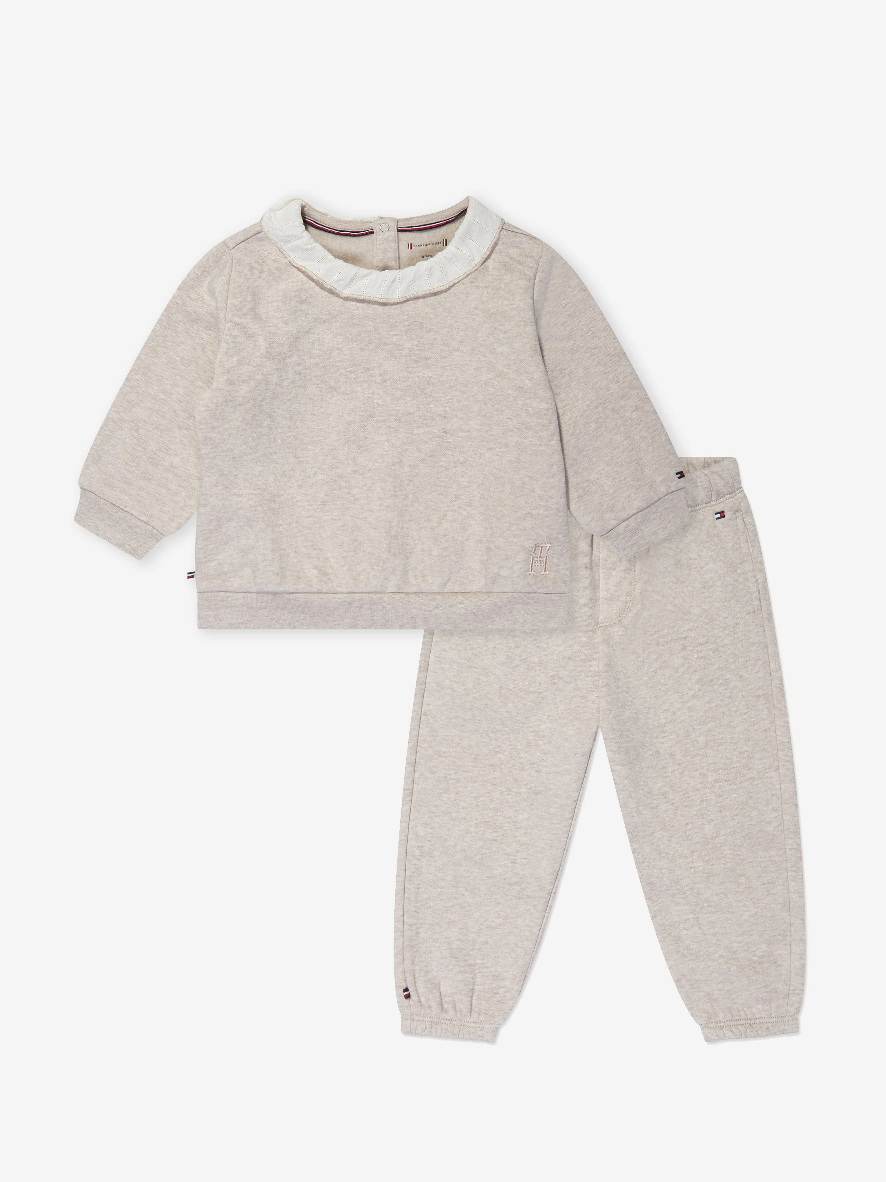 Tommy Hilfiger Baby Girls Lace Collar Tracksuit in Beige