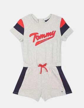 Tommy Hilfiger Kids Girls Grey Schmackary Knit Appliqued Romper