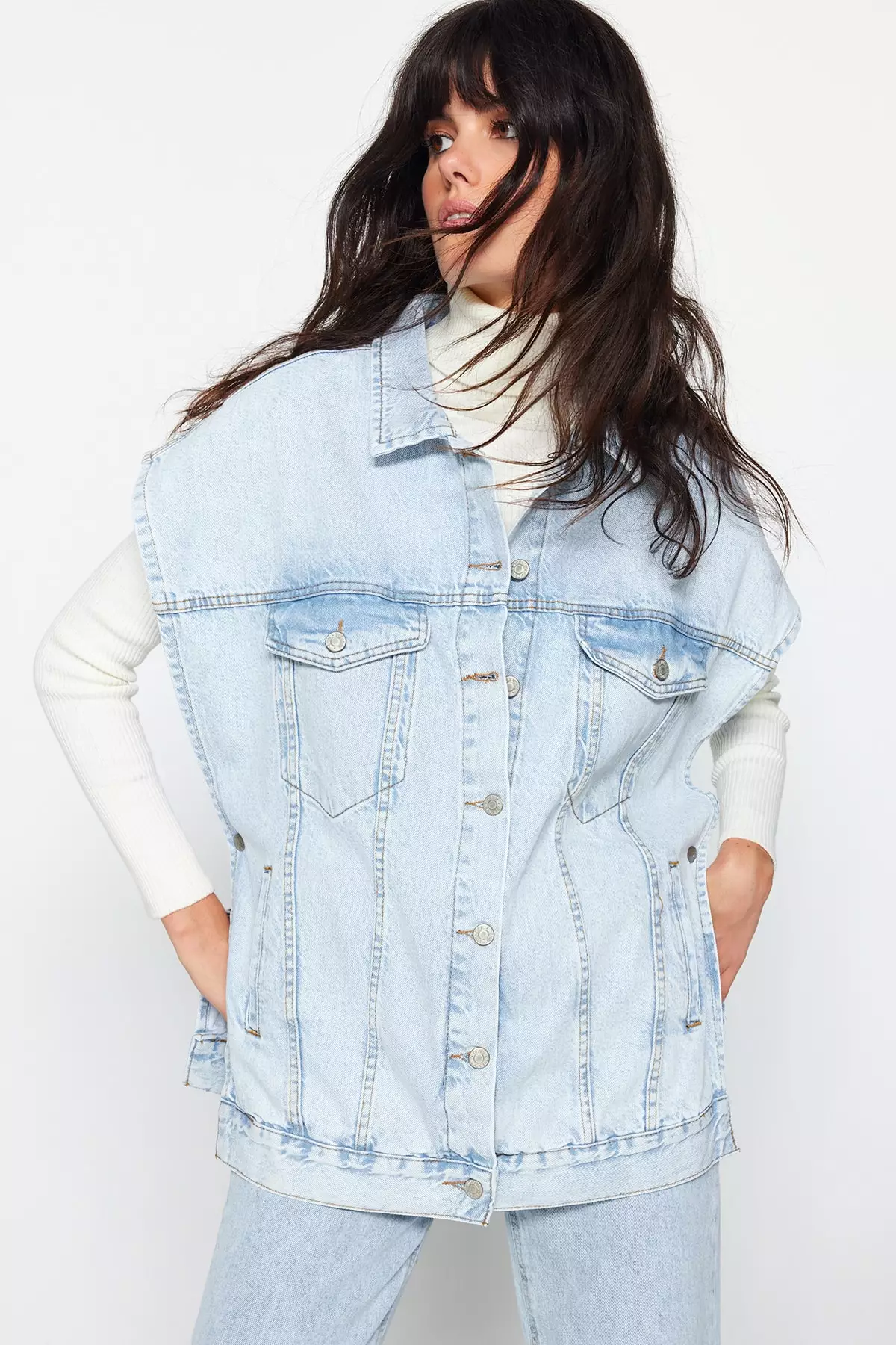 Trendyol Regular Cut Denim Vest